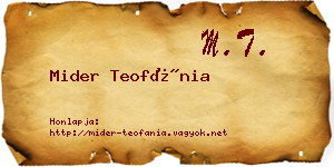 Mider Teofánia névjegykártya